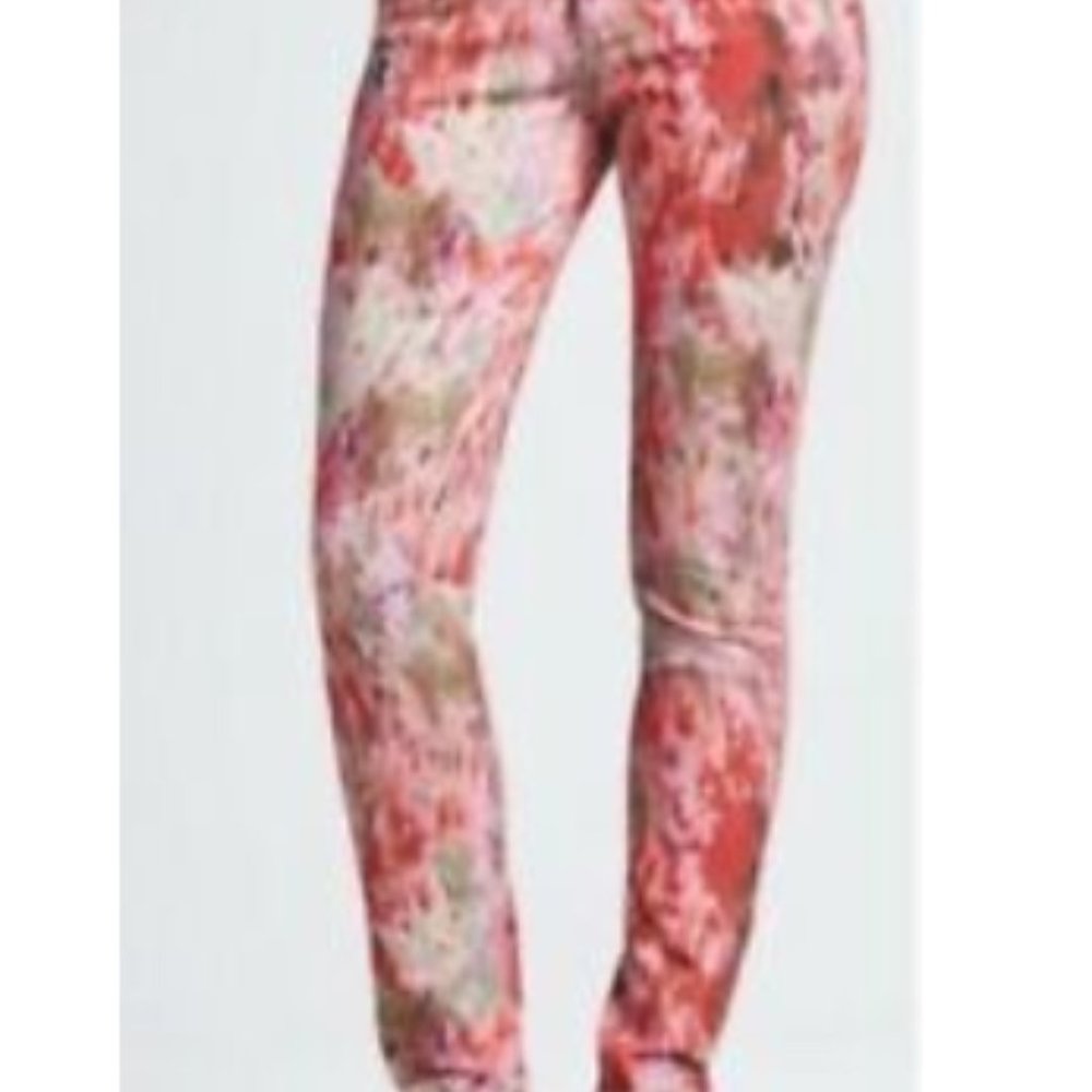 HAUTE HIPPIE Washed Pink Floral Jeans Skinny Leg